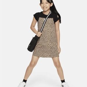 Nike Girls Beige Floral Tank Dress with Black T-shirt